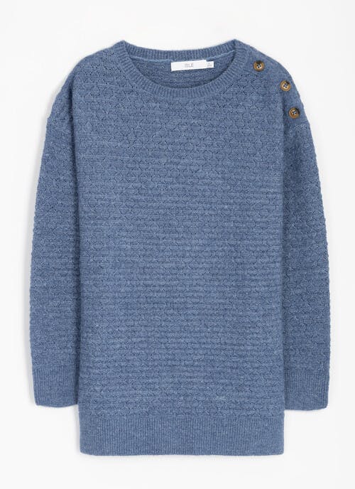 Soft Touch Button Detail Crew Neck Jumper
