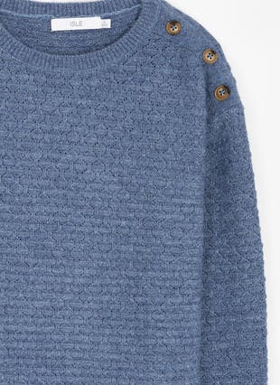 Soft Touch Button Detail Crew Neck Jumper