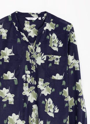 Notch Neck Jersey Print Blouse