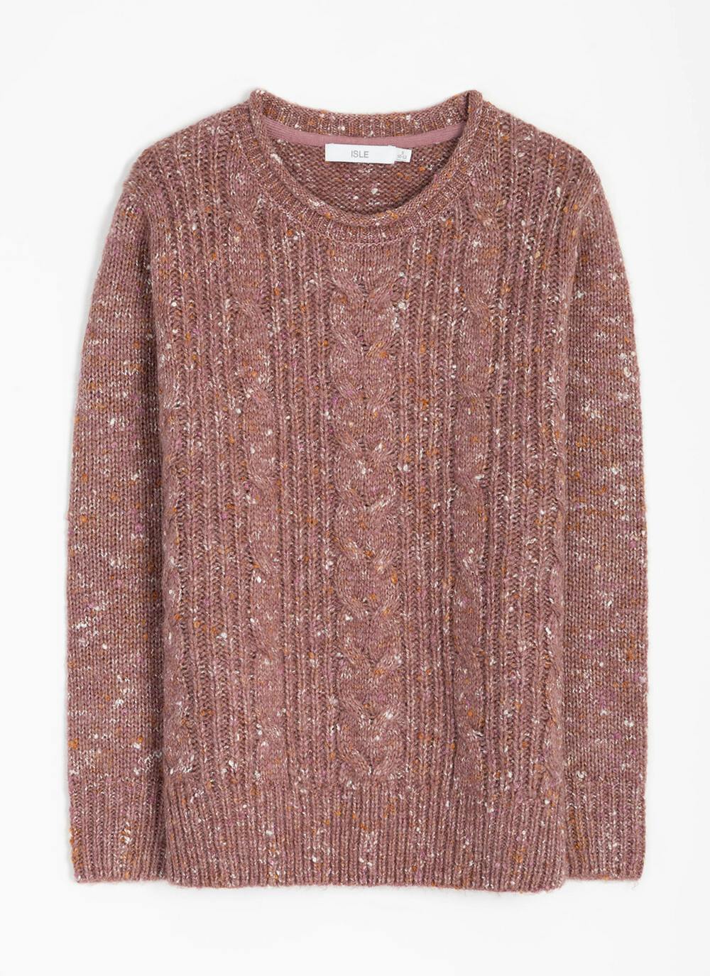 Wool Blend Cable Nep Knit Crew Neck Jumper | EWM