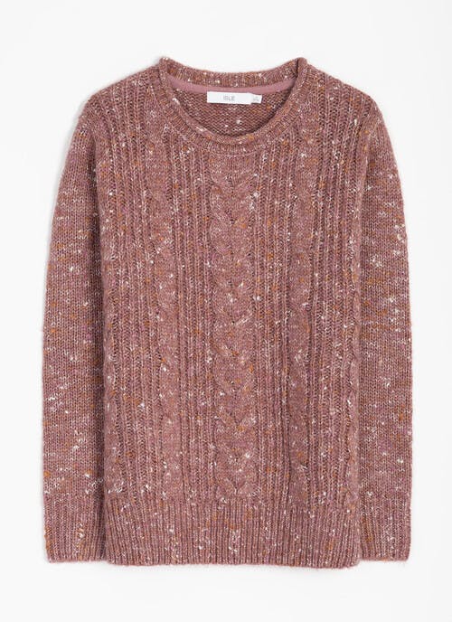 Wool Blend Cable Nep Knit Crew Neck Jumper