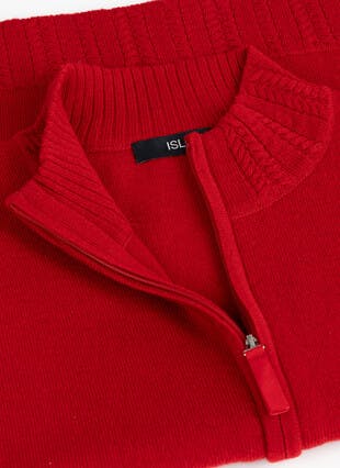 Merino Wool Zip Front Cardigan