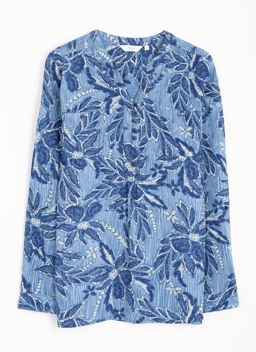 Notch Neck Printed Blouse