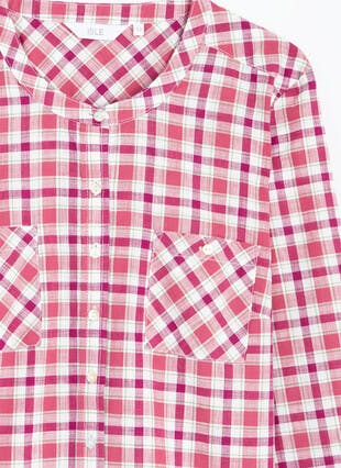 Pure Cotton Round Neck Check Blouse
