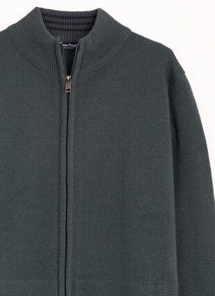 Textured Knit Zip Through Cardigan