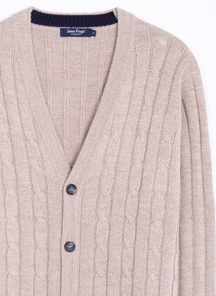 Cable Knit V Neck Cardigan