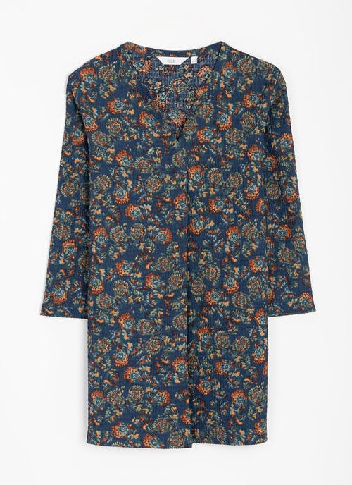 Textured Notch Neck Printed Tunic