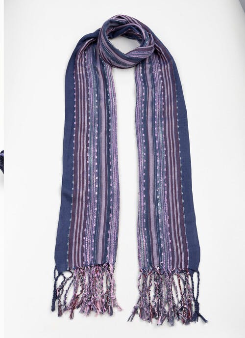 Cotton Blend Sequin Stripe Lurex Scarf