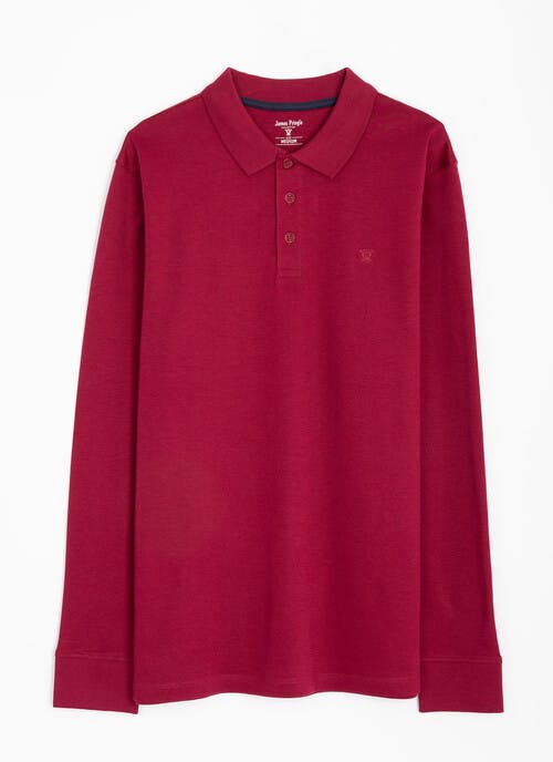 Pure Cotton Polo Neck Long Sleeve Top