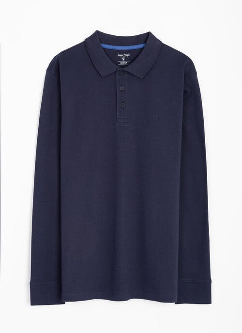 Pure Cotton Polo Neck Long Sleeve Top