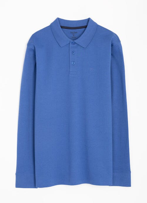 Pure Cotton Polo Neck Long Sleeve Top