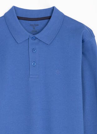 Pure Cotton Polo Neck Long Sleeve Top