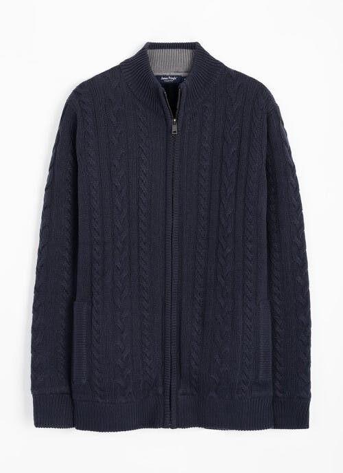 Textured Knit Faux Fur Lined Cardigan