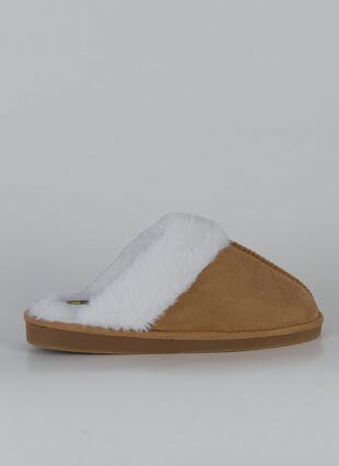 Faux Fur Lined Suedette Mule Slippers