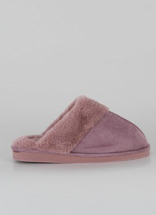 Faux Fur Lined Suedette Mule Slippers