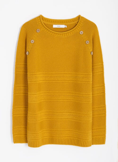 Button Detail Crew Neck Jumper