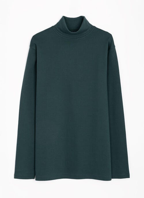 Pure Cotton Roll Neck Long Sleeve Top