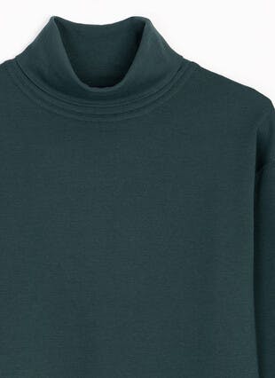 Pure Cotton Roll Neck Long Sleeve Top