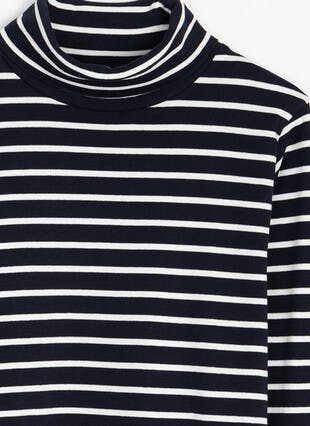 Pure Cotton Striped Roll Neck Top