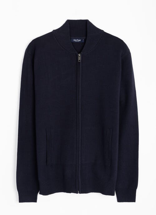 Cotton Rich Bomber Style Zip Cardigan