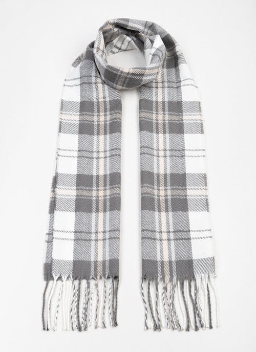 Tassled Check Scarf