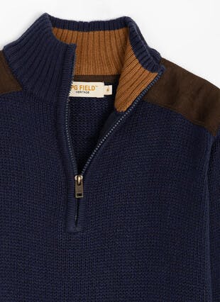 Textured Knit Zip Neck Jumper