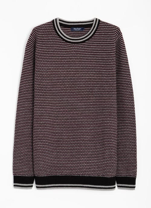 Striped Textured Knit Crew Neck Jumper