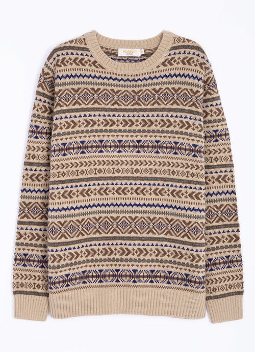 Fairisle Crew Neck Jumper With Wool