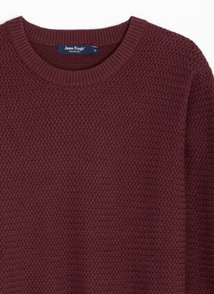 Cotton Rich Crew Neck Textured Jumper