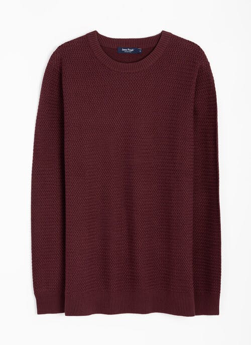 Cotton Rich Crew Neck Textured Jumper