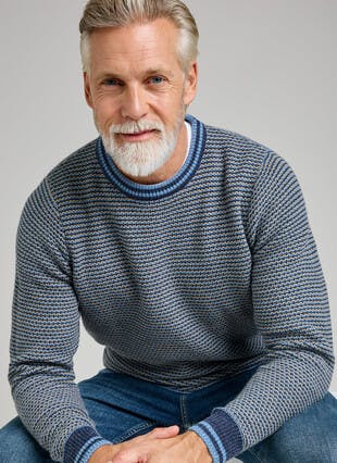 Striped Textured Knit Crew Neck Jumper