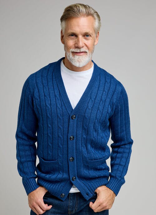 Cable Knit V Neck Cardigan