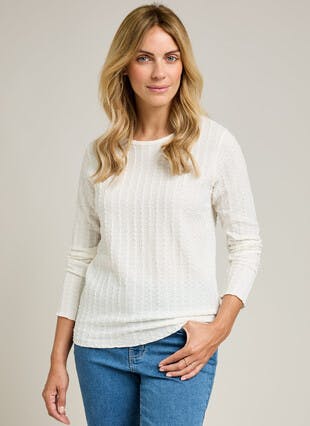 Textured Crew Neck Top