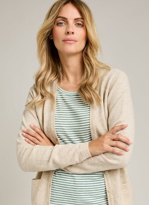 Merino Wool V Neck Cardigan 