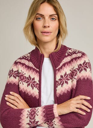 Fairisle Funnel Neck Cardigan