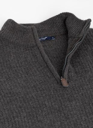 Supersoft With Wool Zip Neck Jumper