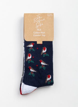 3pk Cotton Rich Comfort Top Robin Socks