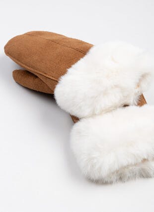 Faux Suede Fur Lined Mitten
