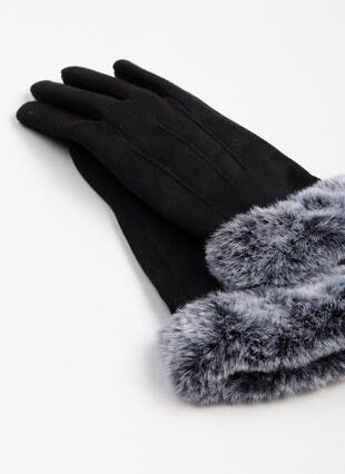 Faux Suede Fur Lined Touch Screen Glove