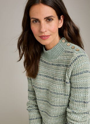 Chenille Striped Turtle Neck Jumper