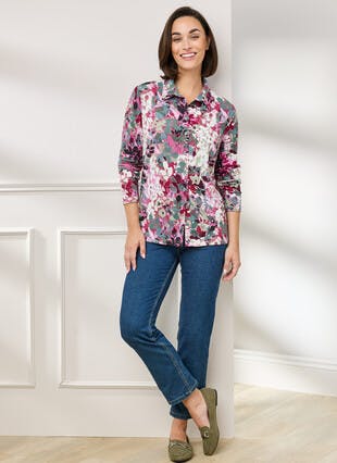 Warm Touch Jersey Print Blouse