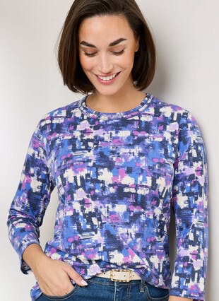 Soft Touch Embellished Print Top 