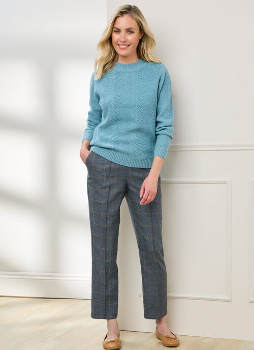 Comfort Fit Woven Check Trousers