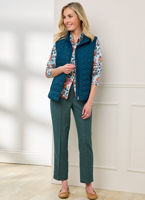 Comfort Fit Woven Herringbone Trousers