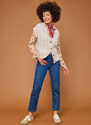 Wool Blend Cable Knit Waistcoat