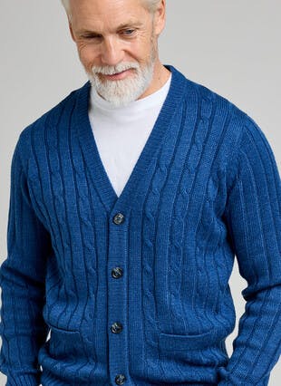 Cable Knit V Neck Cardigan