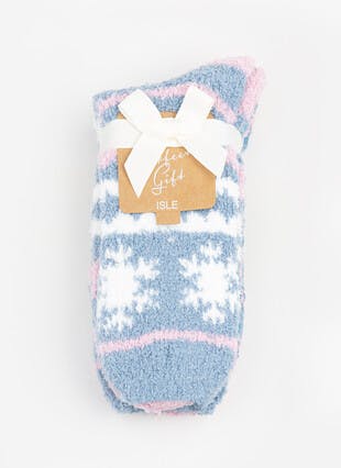 2pk  Snowflake Cosy Slipper Socks