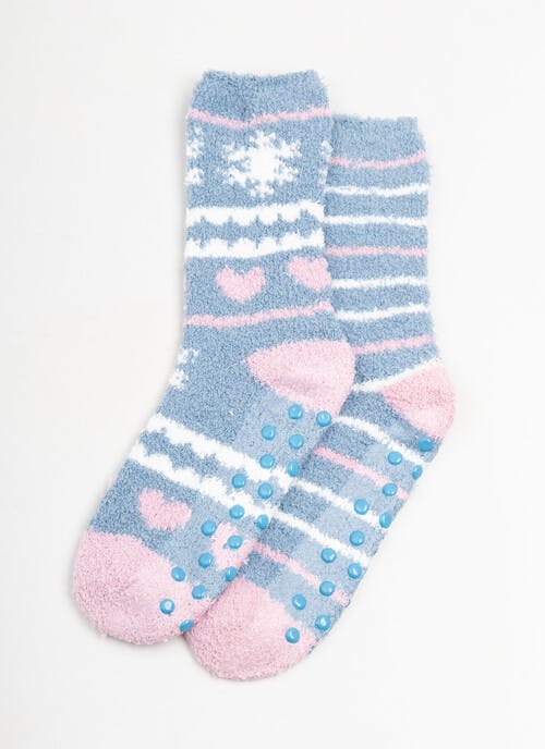 2pk  Snowflake Cosy Slipper Socks
