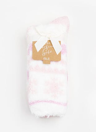 2pk  Snowflake Cosy Slipper Socks