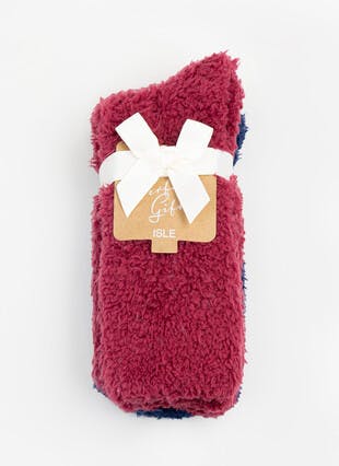 2pk Teddy Slipper Socks